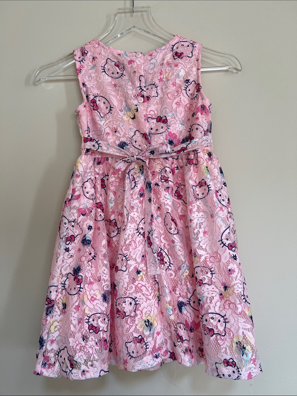 Hello Kitty Pink Lace Fit-and-Flare Dress with Bow 6X - Picture 2 of 5